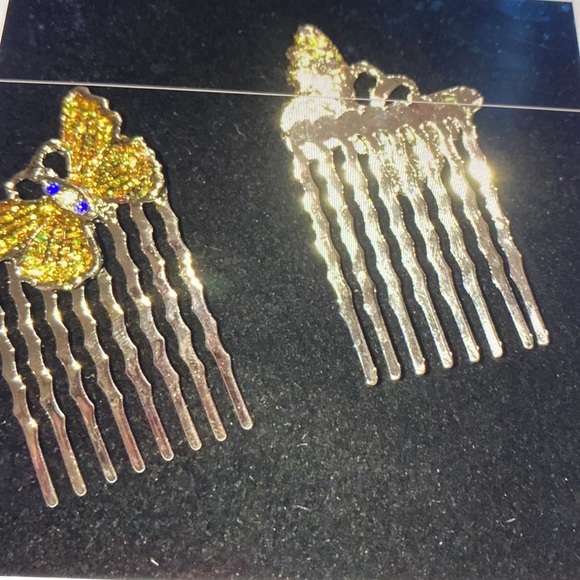 New retro butterfly, hair comb metal, 3 to  a set. 2 small one big - Picture 4 of 5